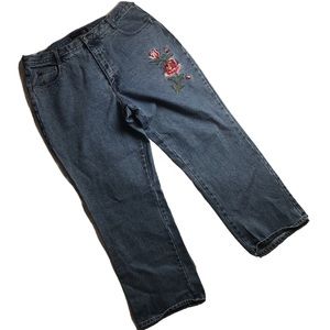 VENEZIA Denim Blue Jeans Floral Embroidered 20